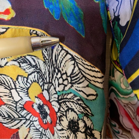 Johnny Was Silk Artsy Button Up Colorful Floral Tunic Size PS Asian Art To Wear - Picture 8 of 11